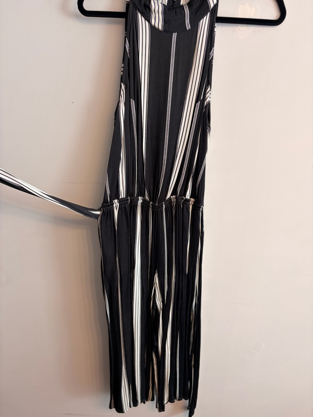 Striped Black & White Halter Jumpsuit